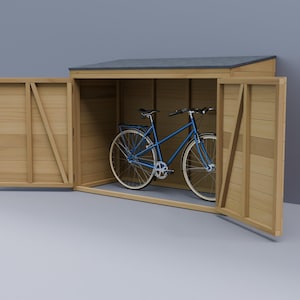 Ritningar för trädgårdscykel i trä - Bicycle Store 34" x 80" Digitala träritningar Endast nedladdning US Imperial med skärlistor