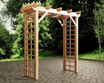 Arco de cenador de jardín de madera para plantas trepadoras, planos de carpintería digital DIY, solo versión en pulgadas imperiales de EE. UU.