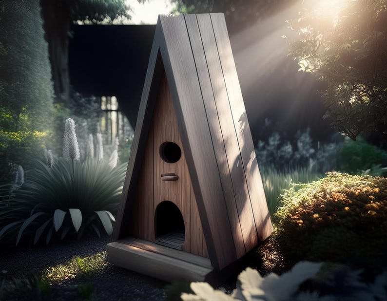 Triangular Bird House Plans for Modern Wooden Garden Bird House Build Plans DIY Digital ...
