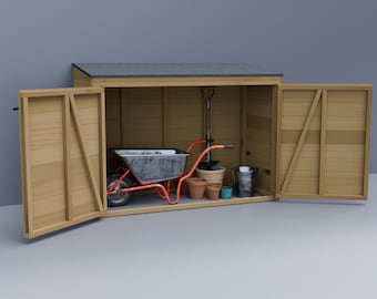 Plans for Wooden Garden Tool Store 0.75m x 2m Digital Woodwork Plans Download Only UK Metric Excludes with Cut Lists