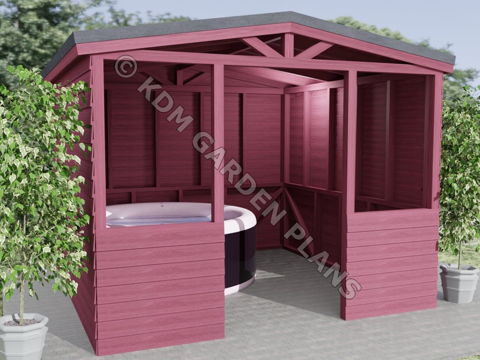 Hot Tub Shelter 3mx3m with Pitched Roof Lazy Spa Build Plans Etsy