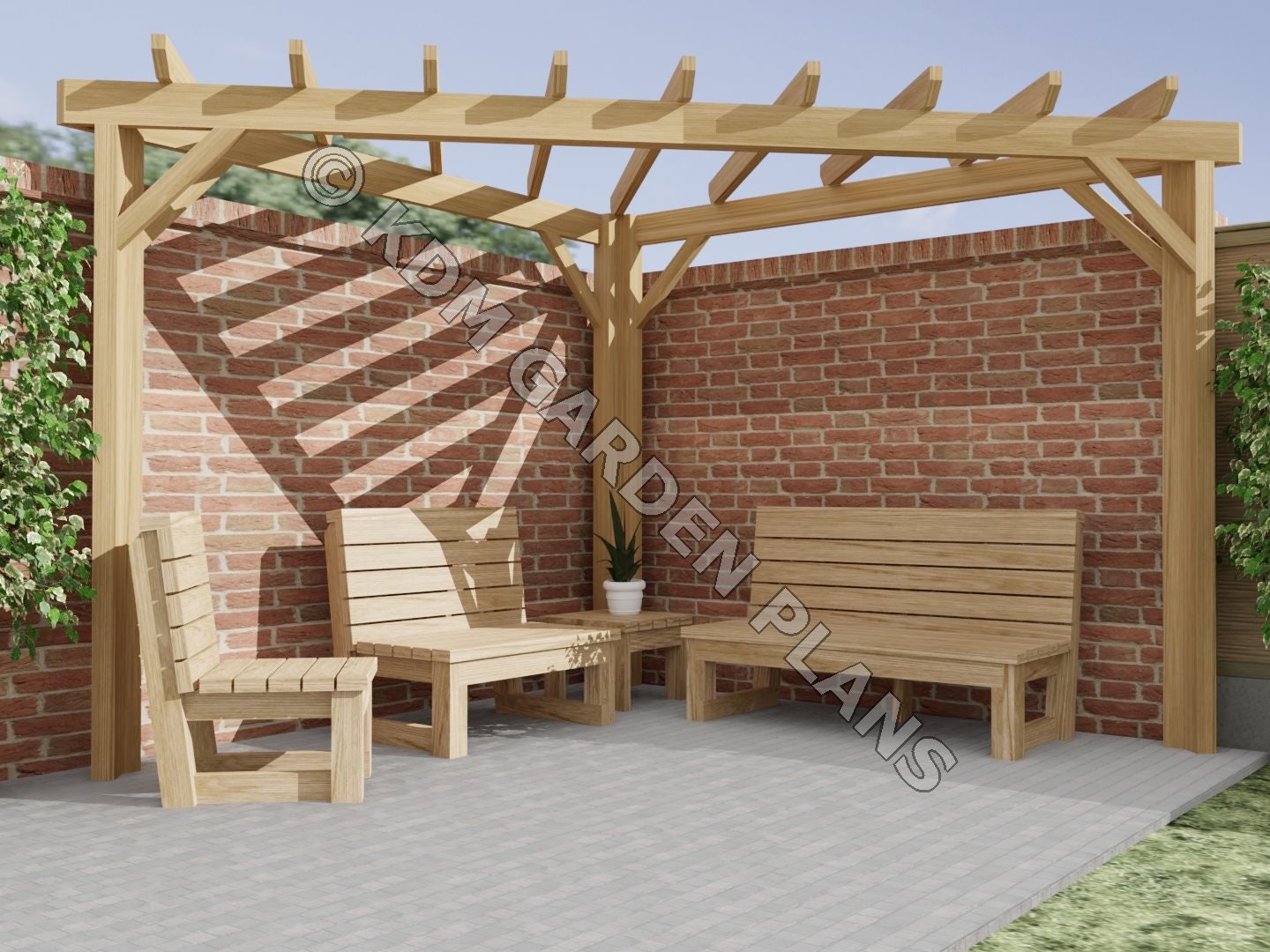 Wooden Garden Corner Pergola 3mx3m DIY 