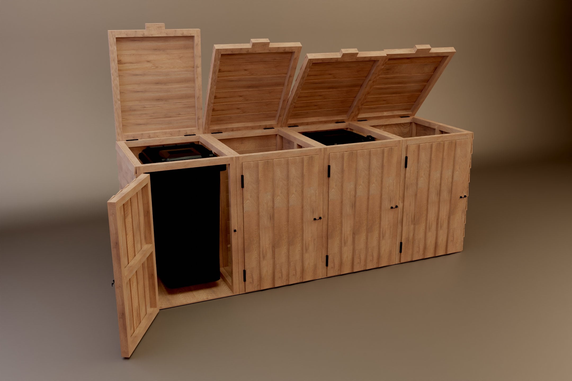 Plans for Single Double Triple Quad Garbage Wheelie Bin Store