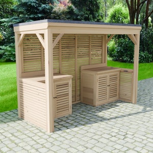 Plans for Wooden Outdoor Garden Kitchen 1.3m x 3.0m Barbeque BBQ Shelter Digital Woodwork Plans Download Only UK Metric Excludes Materials