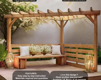 DIY Corner Pergola Plans 10ft x 10ft US Imperial Instant Download Woodwork