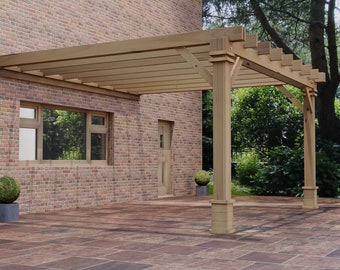 Plans for Lean To Patio Pergola Shaded Canopy 4.65m x 4.8m DIY Digital Woodwork Plans Download Only UK Metric Excludes Materials