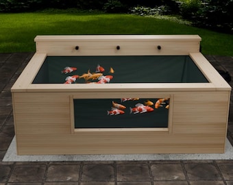 Planos para la construcción de un estanque de peces koi: Estructura de madera para estanque elevado de 772 galones (Descarga en PDF)