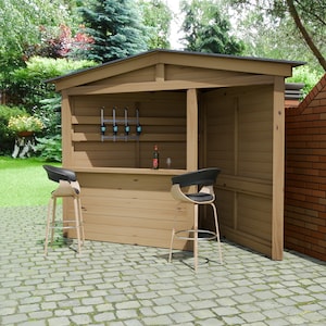 Plannen voor houten huishoek tuinbar 7 ft x 7 ft Cocktailbarbecuebar Digitaal houtwerkplan Alleen downloaden US Imperial met kniplijsten