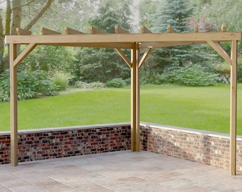 Wooden Garden Corner Pergola 3m x 3m DIY Digital Woodwork Plans Download Only UK Metric