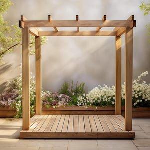 Plannen voor zeer eenvoudige houten pergola en terras zonder te knippen 10 ft x 3 ft digitale houtbewerkingsplannen Alleen downloaden US Imperial met kniplijsten