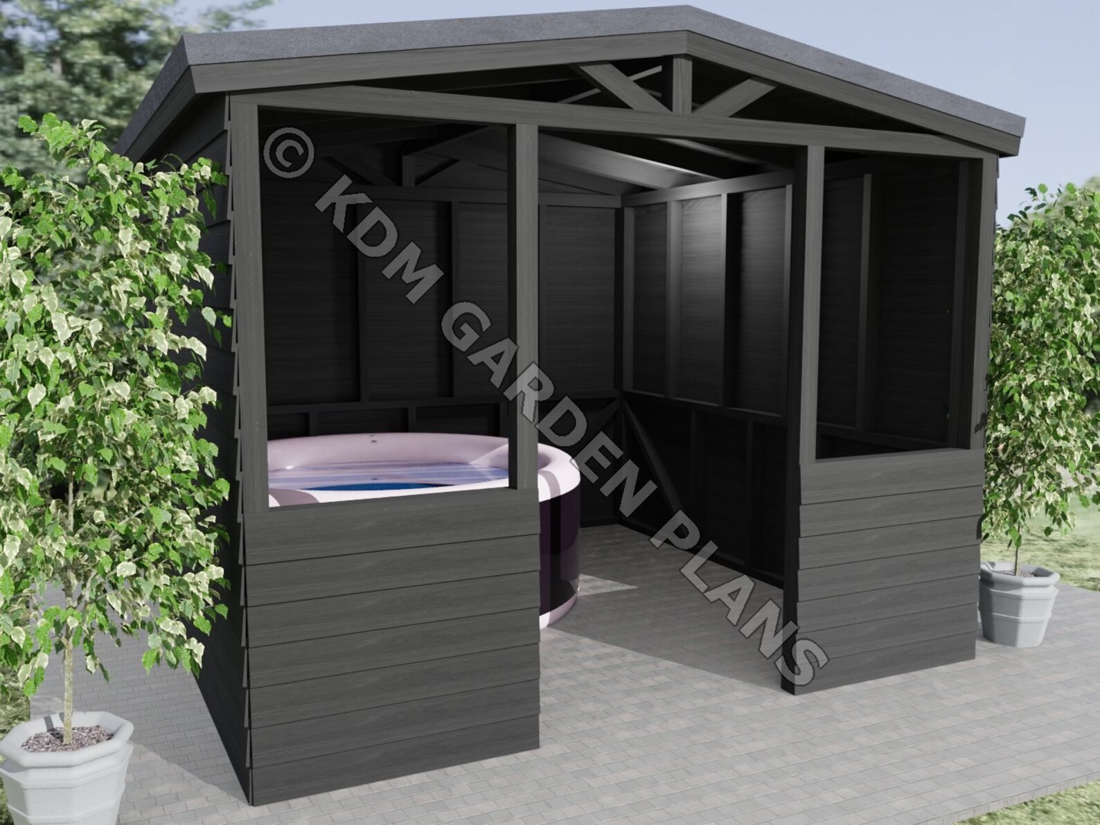 Hot Tub Shelter 3mx3m with Pitched Roof Lazy Spa Build Plans Etsy