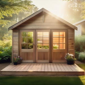 Plans for 2.4m x 3.6m 8x12 Wooden Summer House Garden Yard Shed Workshop Digital Woodwork Plans Download Only UK Metric with Cut Lists