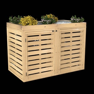 Plans for Double Garbage Trash Wheelie Bin Store 96Gal 64 Gal and 35Gal DIY Digital Woodwork Plans Only US Imperial with Cut Lists