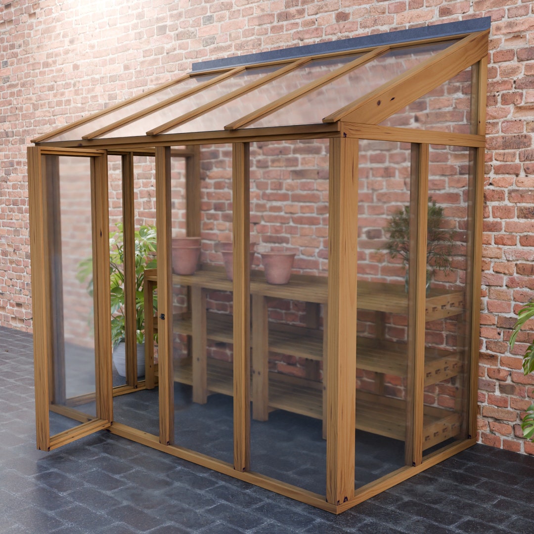 Plans for Modular Wooden Lean to Greenhouse 2,3,4,5,6 Plan 1.3m to 3 ...