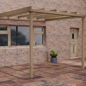 Plans for Lean To Pergola Patio Shaded Canopy Wooden Garden Pergola 10ft x 10ft Woodwork Plans Download Only US Imperial with Cut Lists