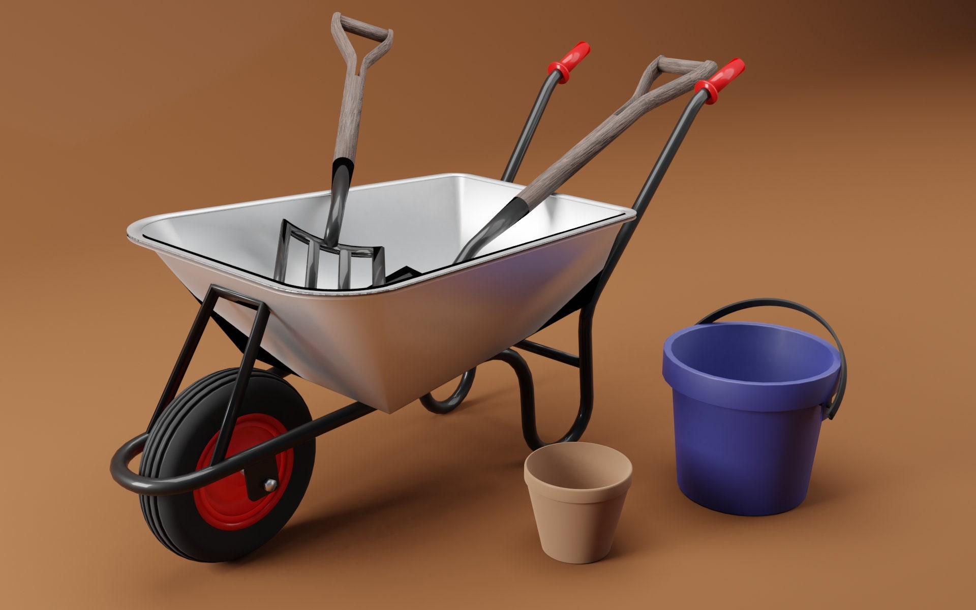 Blender Model of Wheelbarrow and Garden Tools blend File - Etsy Denmark