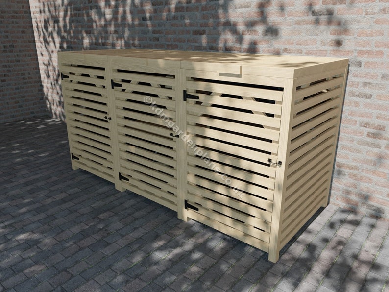 Woodwork Plans for Single Double Triple Quad Wheelie Bin Store Etsy UK