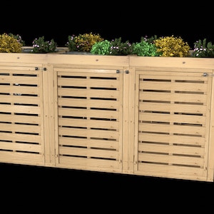 Plans for Triple Garbage Trash Wheelie Bin Store 96Gal 64 Gal and 35Gal Woodwork Plans US Imperial with Cut Lists