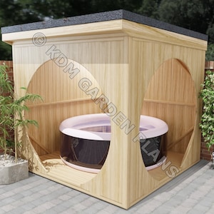 Pläne für Spa Shelter 2,6 x 2,6 m Cube Lazy Spa Hot Pot Digitaler Holzarbeitsplan Download Nur UK Metric mit Schnittlisten