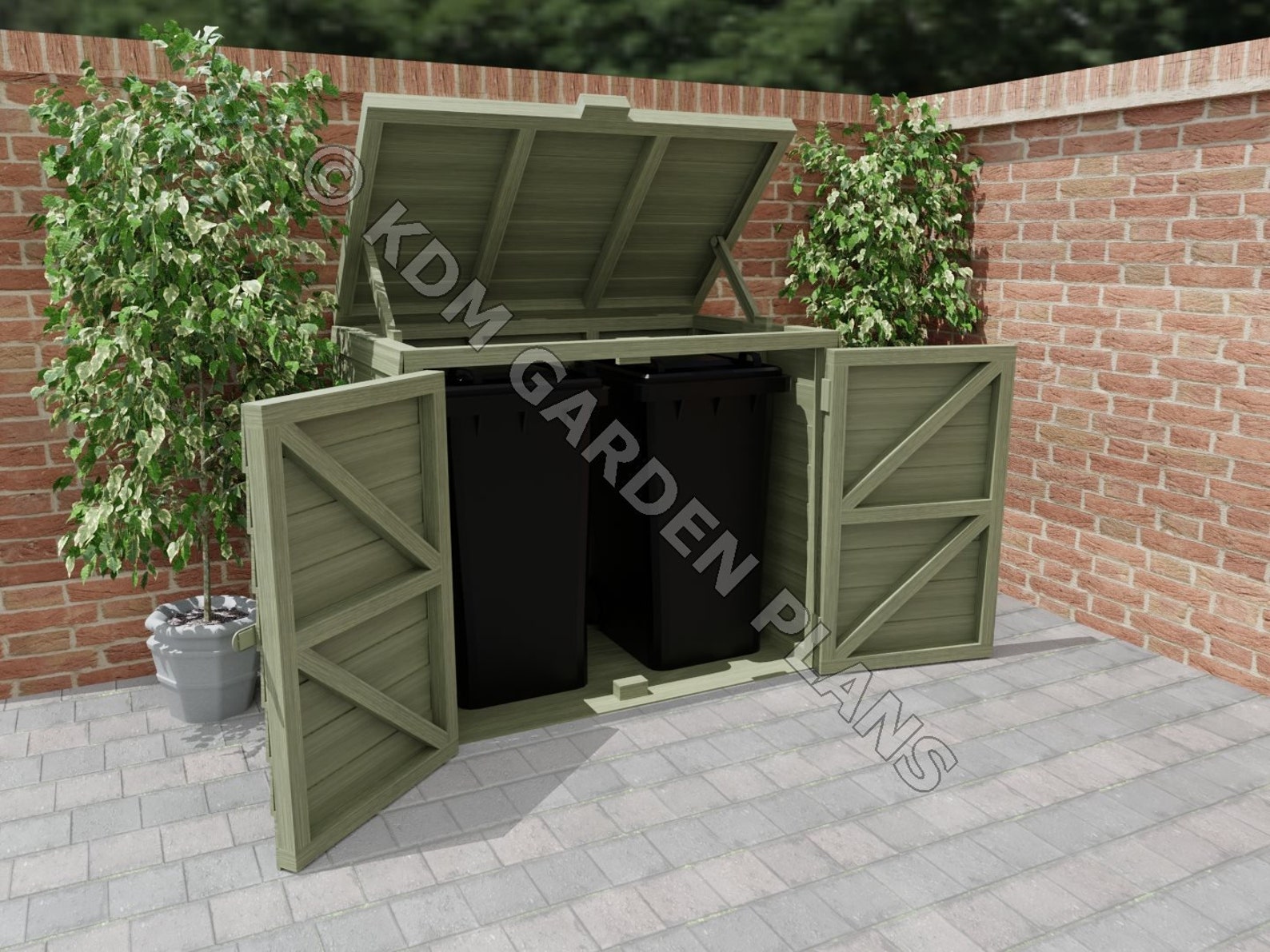 Wooden Double Wheelie Bin Store DIY woodwork Plans Only No Etsy Canada