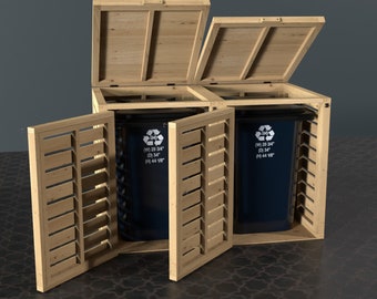 Plans for Double Garbage Wheelie Bin Store 96Gal 64 Gal and 35Gal Digital Woodwork Plans Download Only US Imperial with Cut Lists