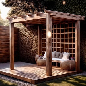 Plans for Shaded Wooden Garden Pergola 13ft x 13ft DIY Digital Woodwork Plans PDF Download Only US Imperial Patio Shade with Cut Lists