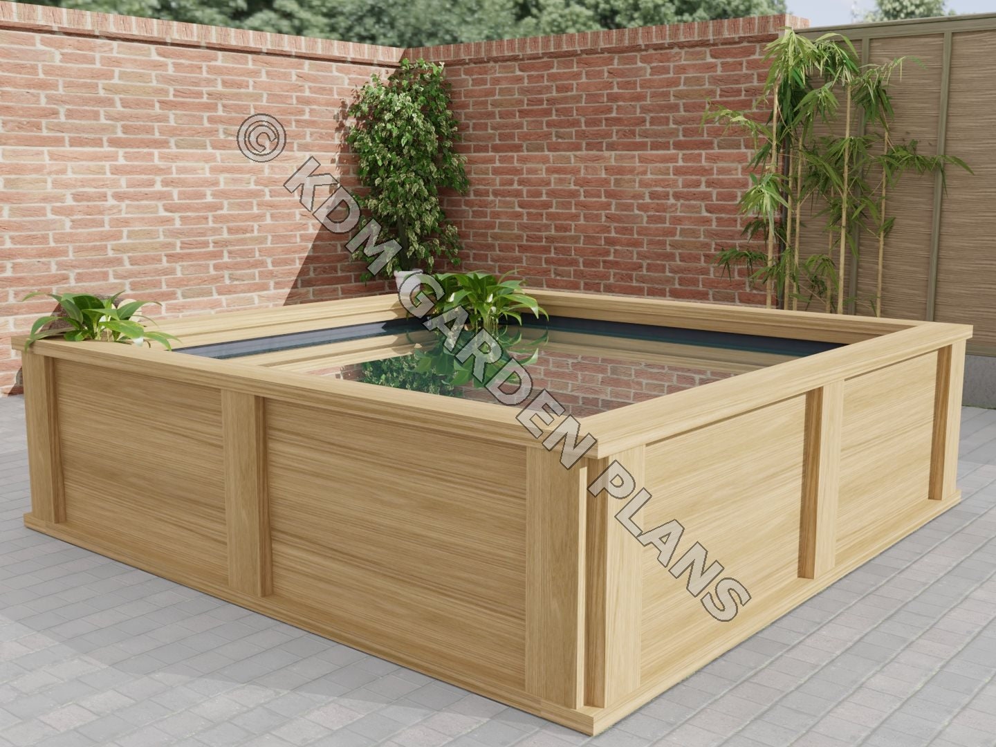 Pläne für Erhöhten Gartenteich aus Holz, 2,4 m x 2,4 m DIY Digitale