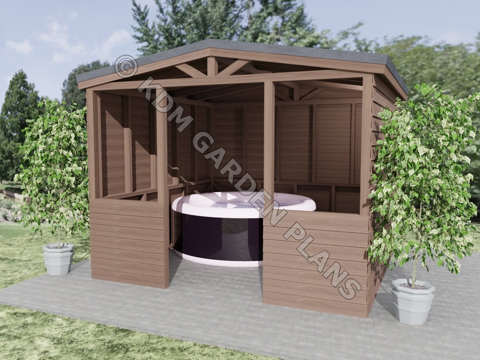 Hot Tub Shelter 3mx3m with Pitched Roof Lazy Spa Build Plans Etsy