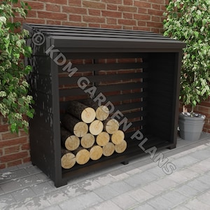 Plans for Garden Log or Firewood Store 1.55x0.57mx1.35m DIY Digital Woodwork Plans Only UK Metric with Cut Lists