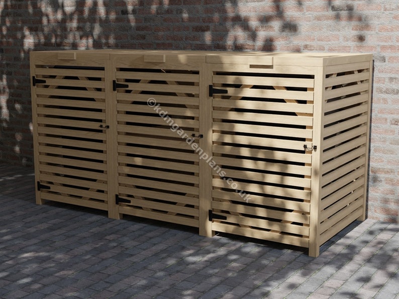 Woodwork Plans for Single Double Triple Quad Wheelie Bin Store Etsy UK