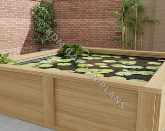 Plans for Raised Wooden Garden Pond 2.4mx2.4m DIY Digital Woodwork Plans Only UK metric Excludes Materials