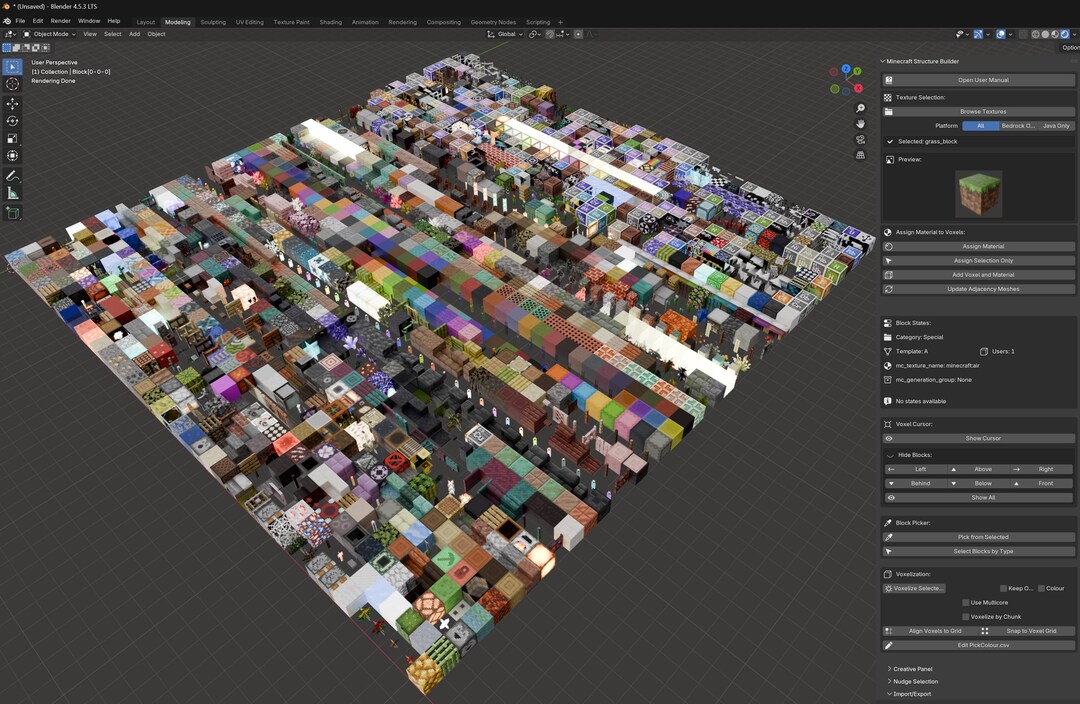 Minecraft Structure Builder V2 Addon for Build in Blender Play in ...