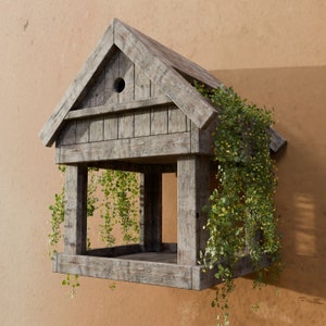 Pläne für Vogelhauskasten mit Futter- und Pflanzgefäß aus recyceltem Palettenholz Garten Digitale Holzarbeitspläne Nur UK Metric mit Cut-Listen