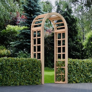 Pläne für einen hölzernen Gartenlauben-Torbogen für Kletterpflanzen DIY Digitale Holzarbeitspläne nur UK Metric Version mit Cut-Listen