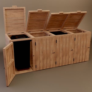 Woodwork Plans for Single Double or Triple Wheelie Bin Store UK Metric (Build Plans Only) with Cut Lists