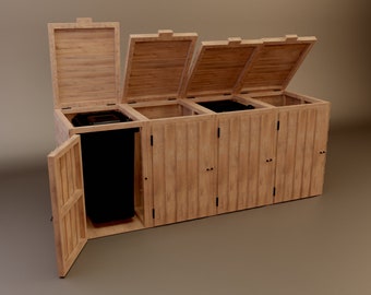 Woodwork Plans for Single Double or Triple Wheelie Bin Store UK Metric (Build Plans Only) Excludes Materials