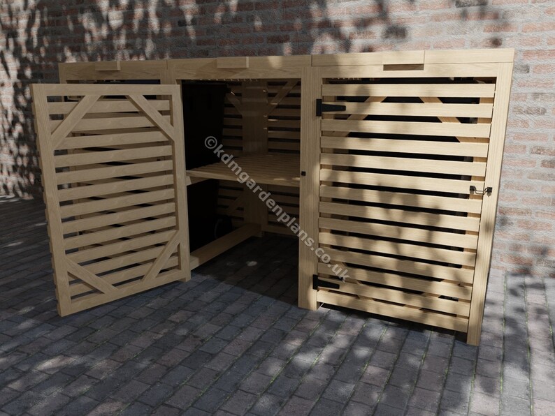 Woodwork Plans for Single Double Triple Quad Wheelie Bin Store Etsy UK