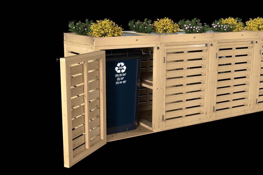 Plans for Quad Triple Double Single Garbage Trash Wheelie Bin Store ...