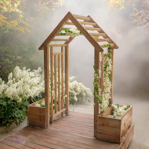 Pläne für Holz Gartenlaube Torbogen und Pflanzgefäße für Kletterpflanzen DIY Digitale Holzarbeitspläne nur UK Metric Version mit Cut Lists