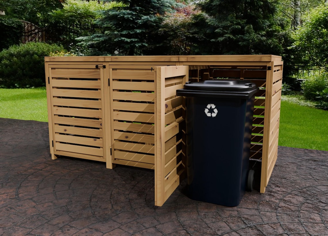 Plans for Triple Garbage Wheelie Bin Store Compound 96gal 64 Gal and ...