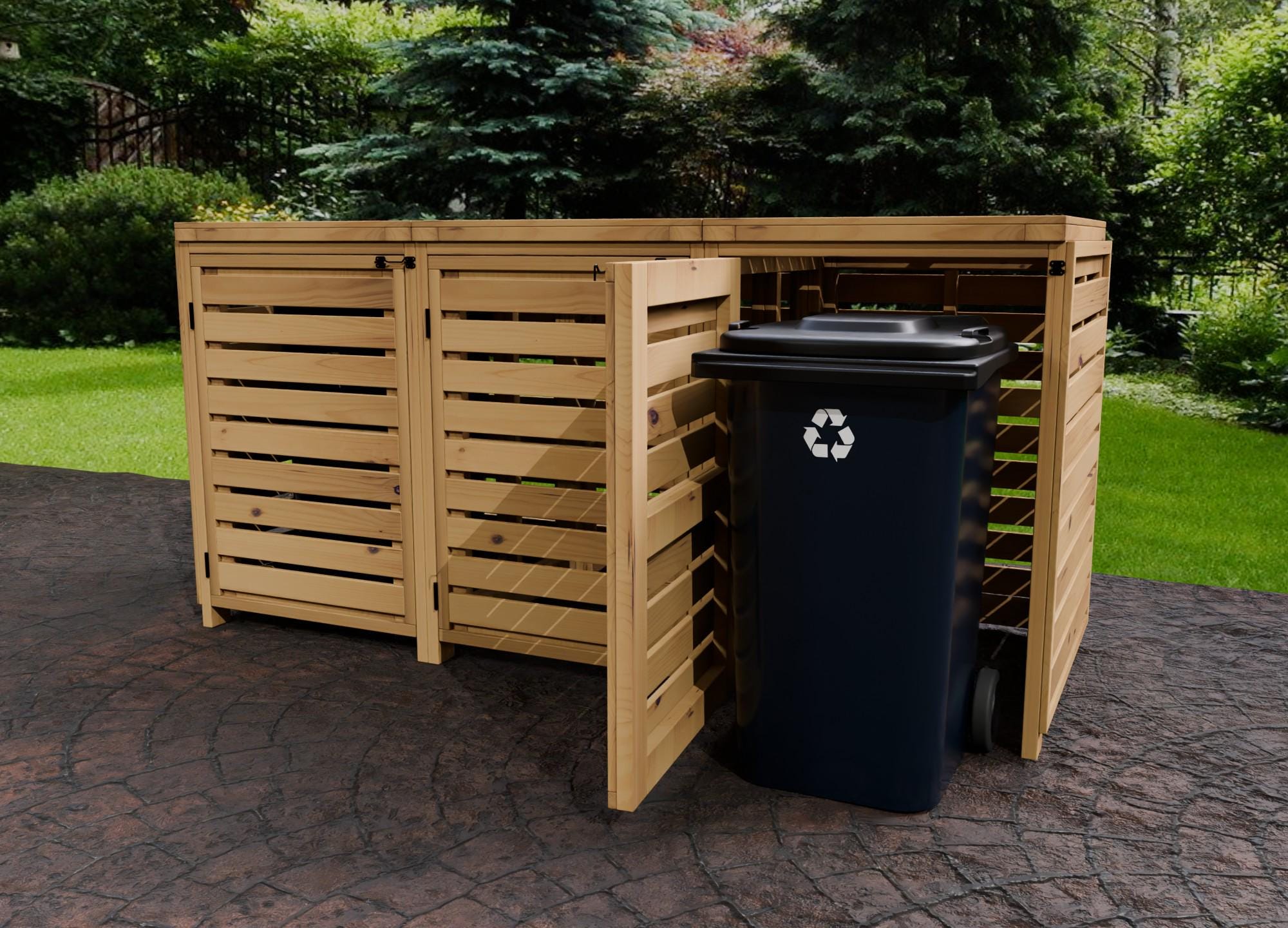 Plans for Triple Garbage Wheelie Bin Store Compound 96gal 64 Gal and ...