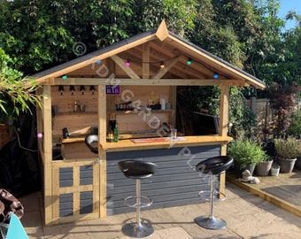 Plans for Wooden Home Bar / BBQ 2.85m x 1.77m Cocktail Gin Bar Bbq Pub DIY Digital Woodwork Plans Only UK Metric Excludes Materials