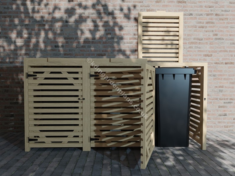 Woodwork Plans for Single Double Triple Quad Wheelie Bin Store Etsy UK