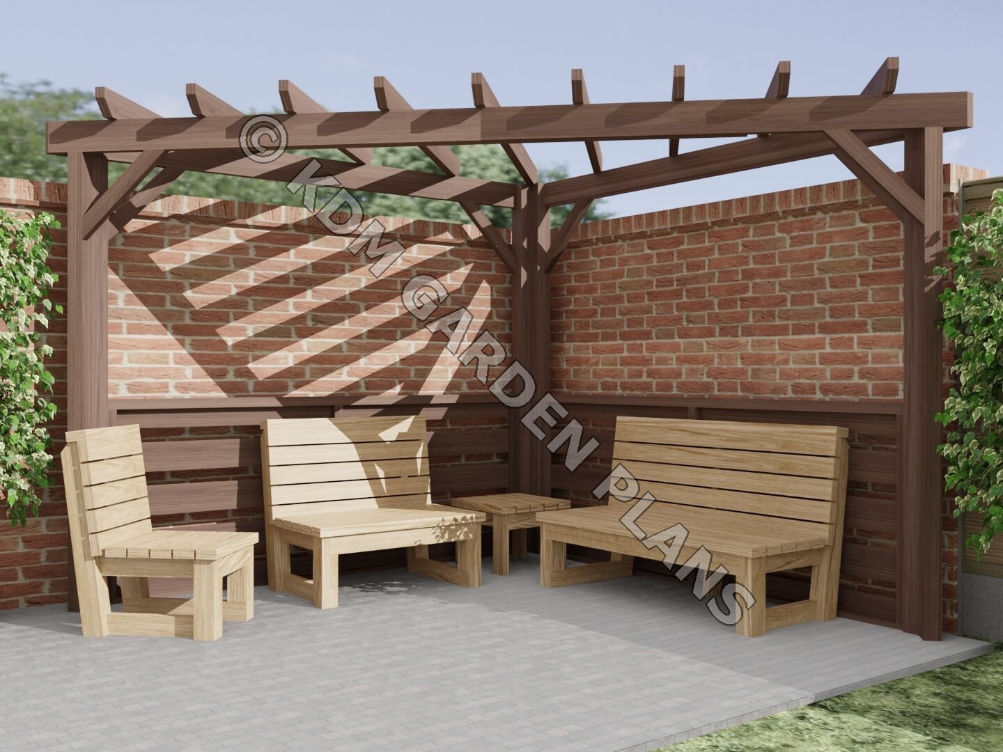 Wooden Garden Corner Pergola 3mx3m DIY 