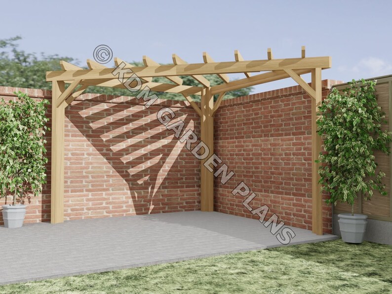 Eckpergola aus Holz 3 x 3 m mit Lattenrost nur Baupläne Etsy Schweiz