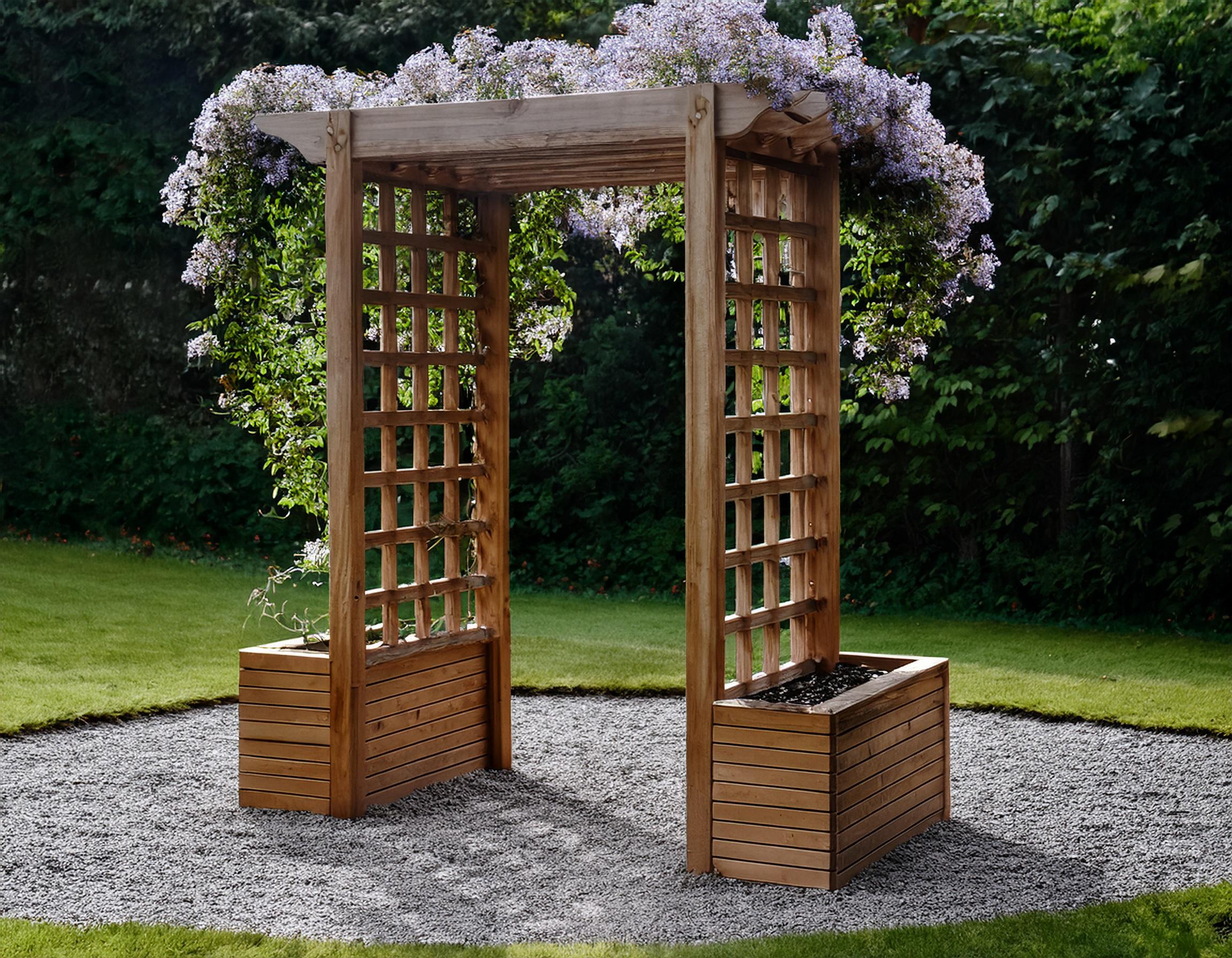 Plans for Wooden Garden Arbour With Two Planters DIY Digital Woodwork ...