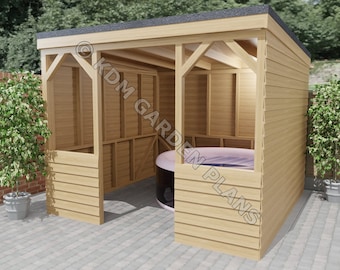 Plans for Hot Tub Spa Shelter 3.0mx3.0m DIY Digital Woodwork Plans Only UK Metric with Cut Lists
