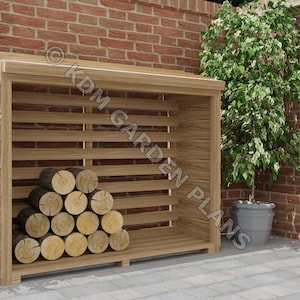 Plans for Garden Log or Firewood Store 1.55m x 0.57m x 1.35m DIY DIY Digital Woodwork Plans Only UK Metric with Cut Lists