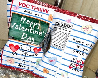 Valentine&#39;s Day Potato Chip Bags & Personalized Candy Wrappers, Custom Love Snack Bag Wraps, School Party Treat Favors, Themed Candy Labels