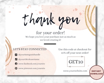 Small Business Thank You Cards, Editable Template, Thank You Card Business | 3 sizes included